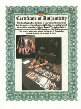 Minoru Suzuki Autographed Wrestling Photo.  Highspots.  WWE NJPW AEW 2