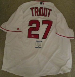 Mike Trout Anaheim Angels Signed Majestic Jersey Size Xxl Beckett Bas