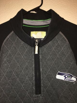 Tommy Bahama NFL Seattle Seahawks Men’s 2XL Black Quilted 1/4 Zip Pullover EUC 5