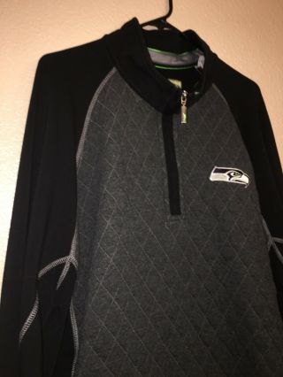 Tommy Bahama NFL Seattle Seahawks Men’s 2XL Black Quilted 1/4 Zip Pullover EUC 6
