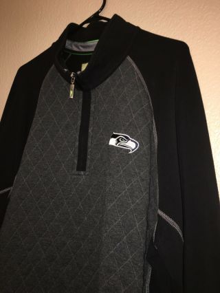Tommy Bahama NFL Seattle Seahawks Men’s 2XL Black Quilted 1/4 Zip Pullover EUC 7
