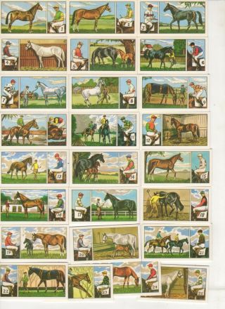 Anonymous Horse Racing,  Jockey And Owner Colour Cards 1963 Full Set