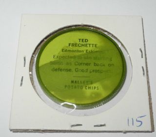 1963 Nalley ' s Canadian Football 115 Ted Frechette Edmonton Eskimos Coin Pin 2