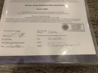 Michael Jordan Autographed Wilson Basketball Upper Deck Letter Of Authenticity 3