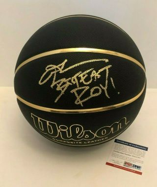 Allen Iverson Signed Black Wilson Basketball " Big East Roy " Georgetown Psa