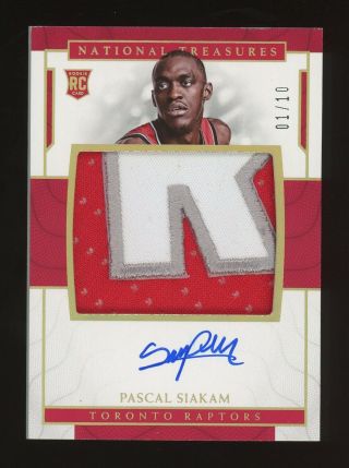 2016 - 17 National Treasures Gold Pascal Siakam Raptors Rpa Rc Patch Auto 01/10