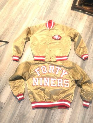 1980’s San Francisco 49ers Gold Satin Nfl Jackets Men’s Large Chalk Line Minty