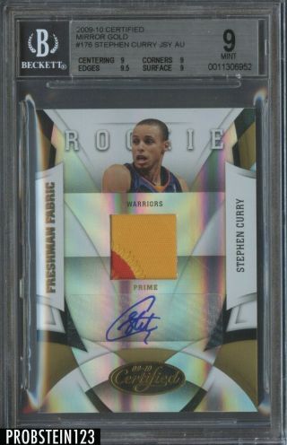 2009 - 10 Certified Mirror Gold Stephen Curry Rpa Rc Patch Auto /25 Bgs 9 W/ 9.  5