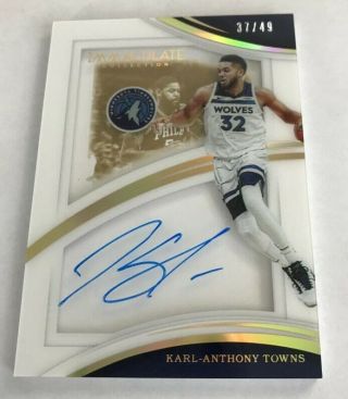 2017 - 18 Panini Immaculate Karl Anthony Towns Auto Shadowbox Signatures 37/49
