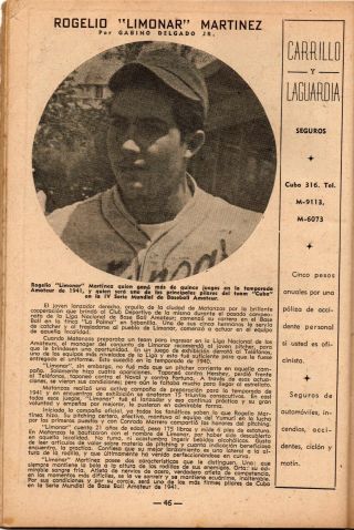 ' 41 Orig Cuban IV Amateur Baseball World Series Official Program Photos & Record 4