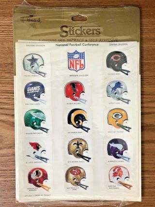 Vintage 1980s Nfl Helmet Stickers Nfc 14 Football Teams 4 Sheets Hallmark Inc.