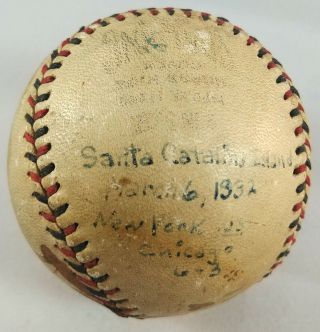 1932 Cubs Vs Ny Giants Catalina Exhibition Game Baseball - John Heydler Spalding