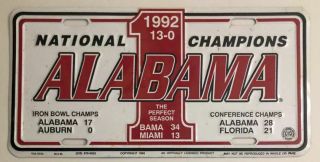 1992 Alabama Crimson Tide Roll Tide Ncaa Sec Football Tag