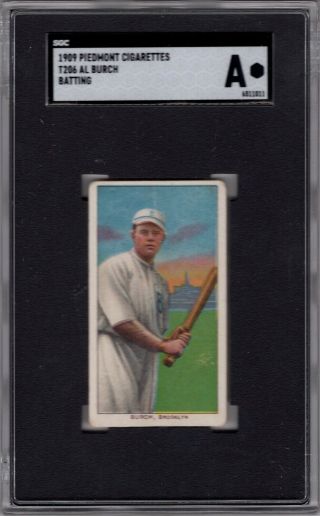 1909 - 11 T206 Al Burch (batting) Of The Brooklyn Superbas Sgc Auth