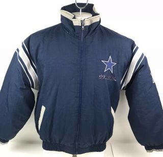 Vtg Pro Player Puff Puffer Dallas Cowboys Full Zip Jacket Mens Large No Hood
