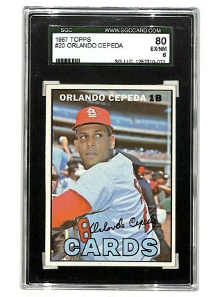 1967 Topps 20 Orlando Cepeda Vintage Card Sgc 6 Cardinals
