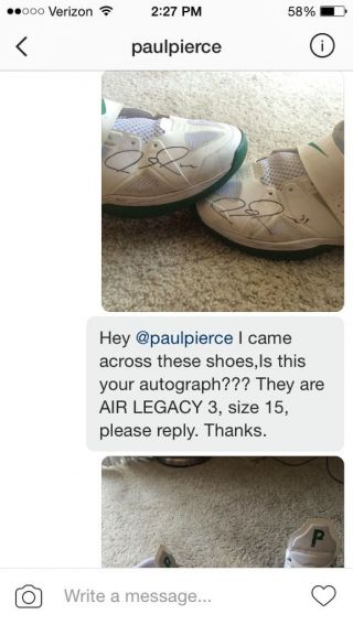 Paul Pierce 100 Authentic Game Autographed Shoes LOA Nike Size 15 NBA 2011 9
