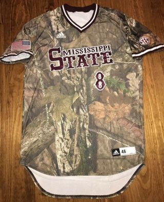 2016 Authentic Mississippi State Bulldogs Game Worn Baseball Jersey Adidas Sz 46