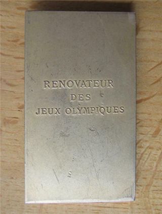Large Gold - plated Bronze Olympic Medal / Plaque Pierre de Coubertin by Pelletier 2