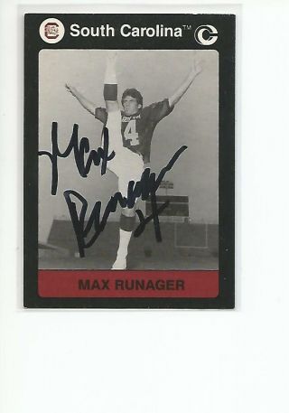 Max Runager Autographed Signed 1991 Card South Carolina Gamecocks Football
