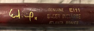 Ender Inciarte Game Bat Mlb Authenticated Auto Ip Atlanta Braves