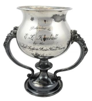 Resplendent 1914 Arts & Crafts Style Silver Plate Baseball Loving Cup Trophy
