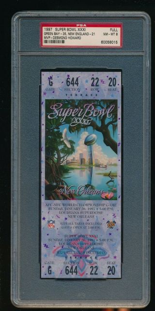1997 Bowl Xxxi Full Ticket Psa 8 Nm - Mt Packers Patriots