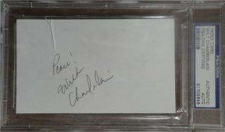 Wilt Chamberlain Signed Autographed Index Card Los Angeles Lakers Psa/dna