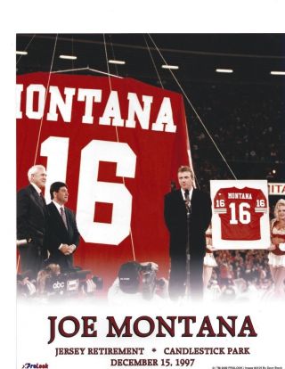 Joe Montana 49ers Football Retirement At Candlestick Park 8 X 10 Photo
