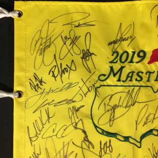 2019 Masters Field Signed Flag Brooks Koepka Phil Mickelson (Tiger Woods Win) 3