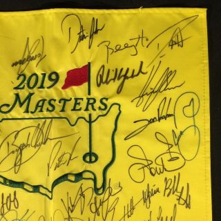 2019 Masters Field Signed Flag Brooks Koepka Phil Mickelson (Tiger Woods Win) 4