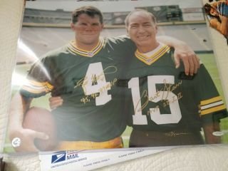 Bart Starr Brett Favre 16x20 Signed Photo Packers One Of A Kind