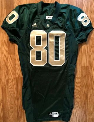 Notre Dame Football 2008 Adidas Team Issued/used Green Jersey 80 3
