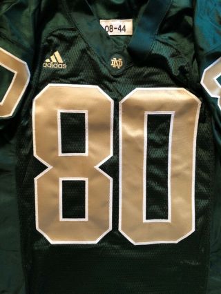 Notre Dame Football 2008 Adidas Team Issued/used Green Jersey 80 4