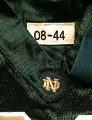 Notre Dame Football 2008 Adidas Team Issued/used Green Jersey 80 6