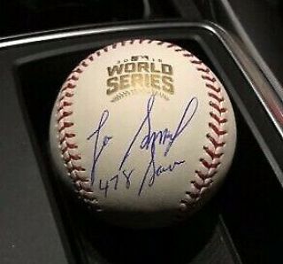Lee Smith Signed 2016 World Series Baseball Chicago Cubs 6/18/19,  3 Programs B
