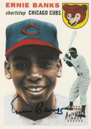 1999 Topps Stars Rookie Reprint Autograph Cubs Ernie Banks Certified Auto