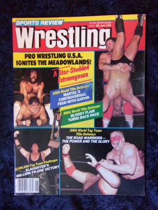 Vintage Sports Review Wrestling June 1985 Sgt.  Slaughter Road Warriors Cover 165