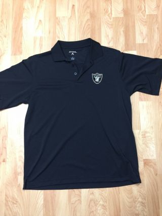 Antigua Men’s Large Black Oakland Raiders Nfl Football Polo Shirt Euc