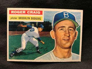 1956 Topps 63 Roger Craig Card,  Brooklyn Dodgers,  Nm Beauty