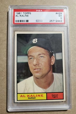 1961 Topps Al Kaline 429 Hof Detroit Tigers Psa 5 Card Rare