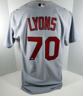 St.  Louis Cardinals Tyler Lyons 70 Game Issued Signed Grey Jersey