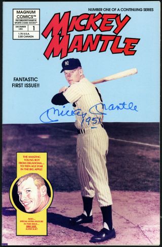 Mickey Mantle Autographed Magnum Comic Book 1st Issue Yankees Beckett A60530