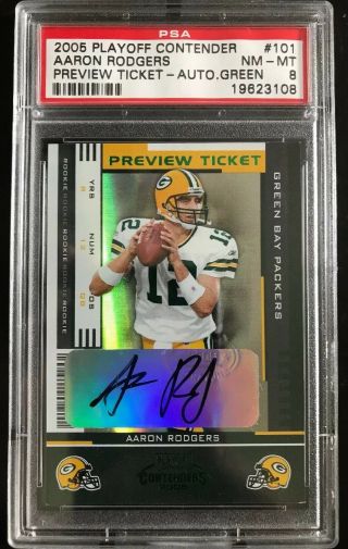 2005 Playoff Contenders Aaron Rodgers Preview Ticket 15/15 Rookie Auto