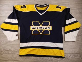 Colosseum University Of Michigan Wolverines Hockey Jersey Embroidery Large I67