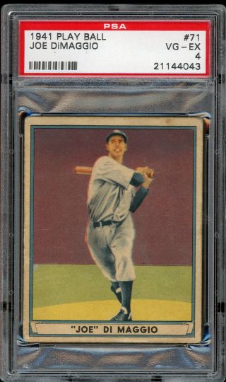 Psa 4 1941 Play Ball 71 Joe Dimaggio York Yankees Graded Baseball Card