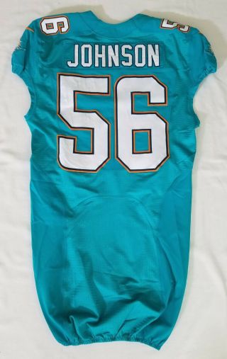 56 James - Michael Johnson Of Miami Dolphins Nfl Game Issued Player Worn Jersey