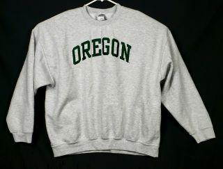 Oregon Ducks Sweatshirt Size 2xl Gray With Green Spellout Quack Attack Ncaa