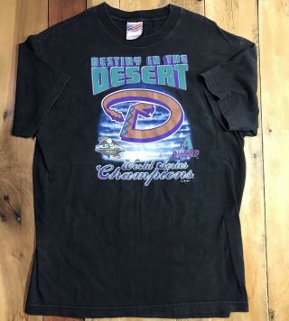 Vintage 2001 Arizona Diamondbacks World Series Champions T - Shirt Black Large Usa