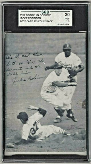1952 Brooklyn Dodgers Jackie Robinson Schedule Back Postcard Sgc Fair 1.  5
